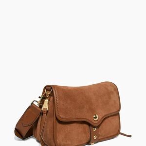 Aimee Kestenberg Chestnut Suede Flap Crossbody Bag